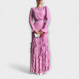 Fallon - Schwarzes Maxikleid mit 3D-Rüschen