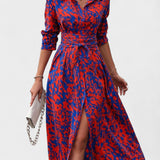 Bianca - Rotes Kleid mit Animal-Print