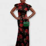 Luna - Pinkes Maxikleid mit Rosenmuster