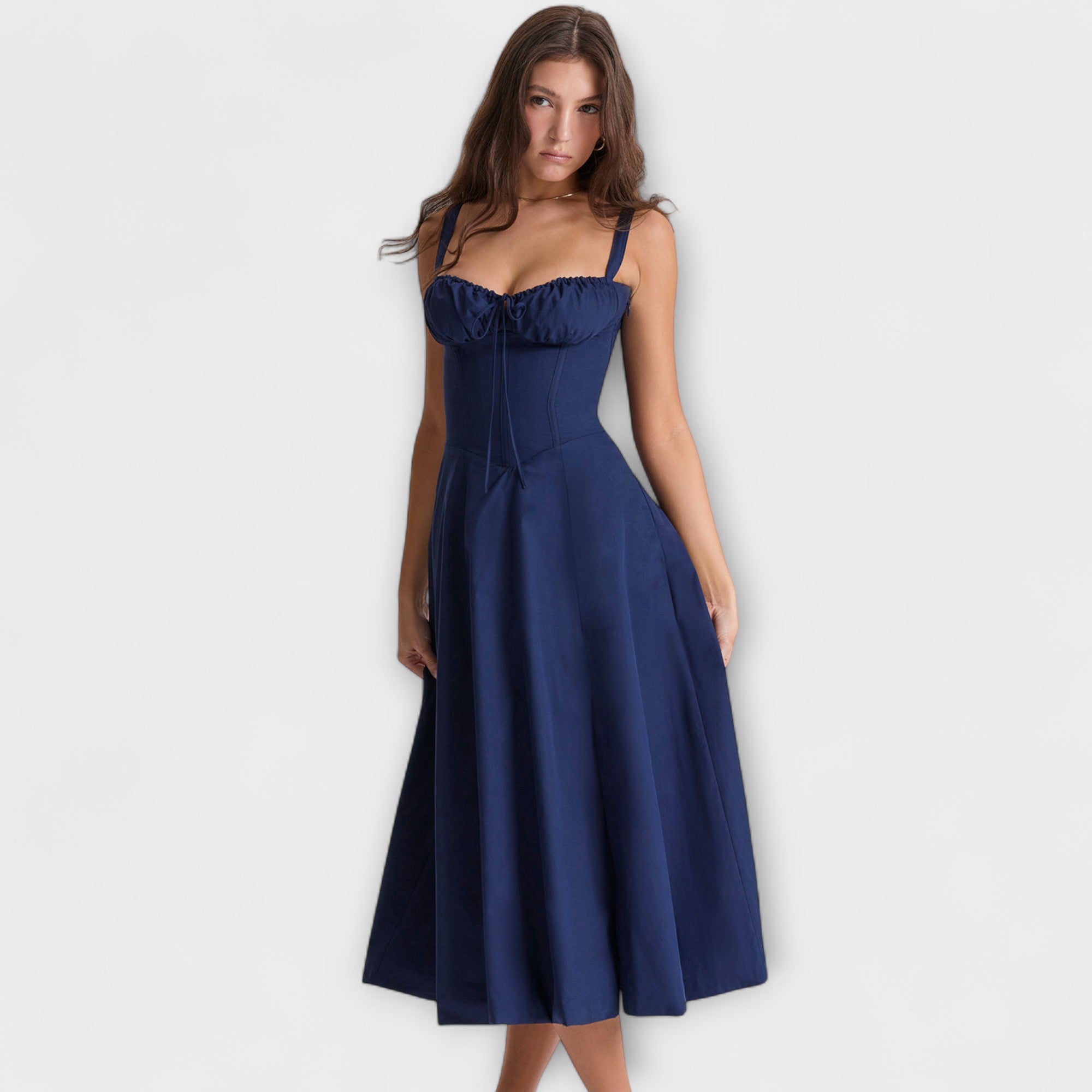 Zipporas - Tailliertes Bustierkleid mit Frühlingsblumen
