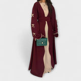 Jasmin - Beiges Cardigan-Kleid-Duo mit Schleife