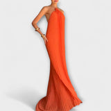 Poppy - Orange Maxikleid mit Plissee