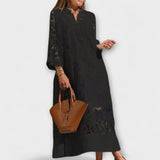 Valmere - Weisses besticktes Maxikleid mit Spitze