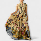 Amara - Plissiertes Maxikleid mit Animal-Print