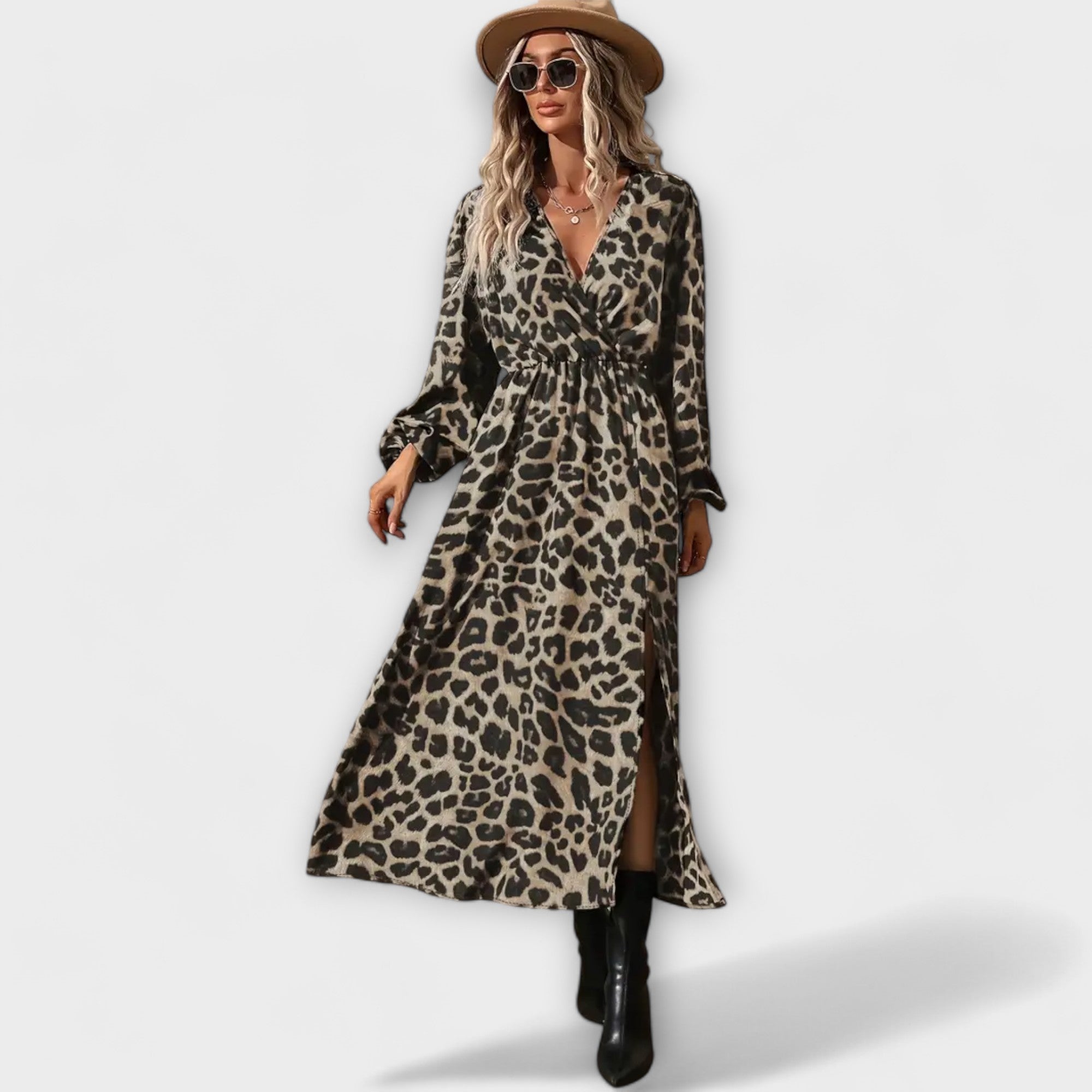Natalie - Maxikleid mit Leopardenmuster