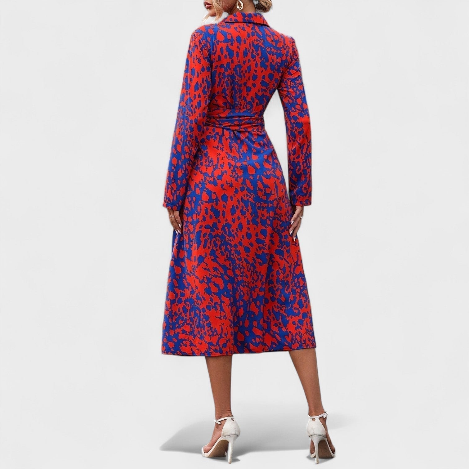 Bianca - Rotes Kleid mit Animal-Print