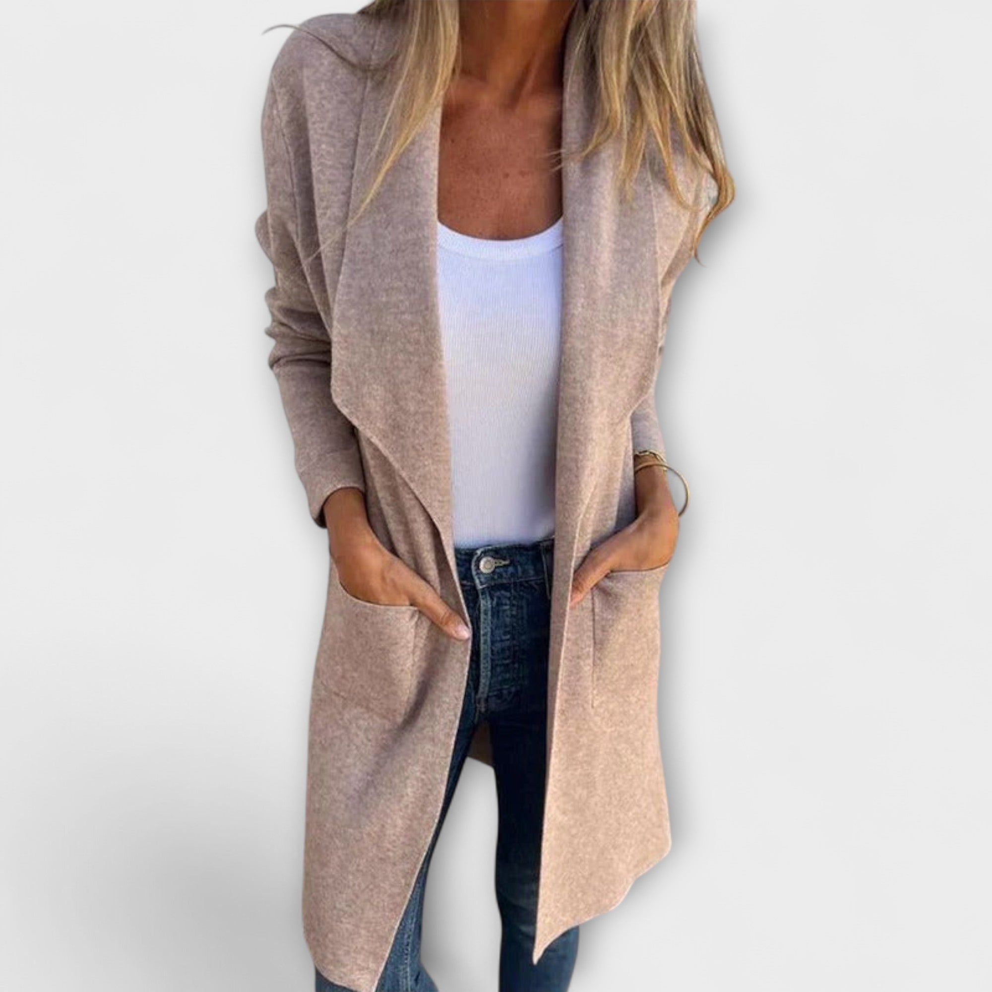 Libi - Altrosa taillierter Cardigan-Mantel