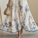 Jéssica - Cremefarbenes Festkleid mit Blütenmuster