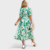 Mathilda - Blaues Midikleid mit Blütenmuster