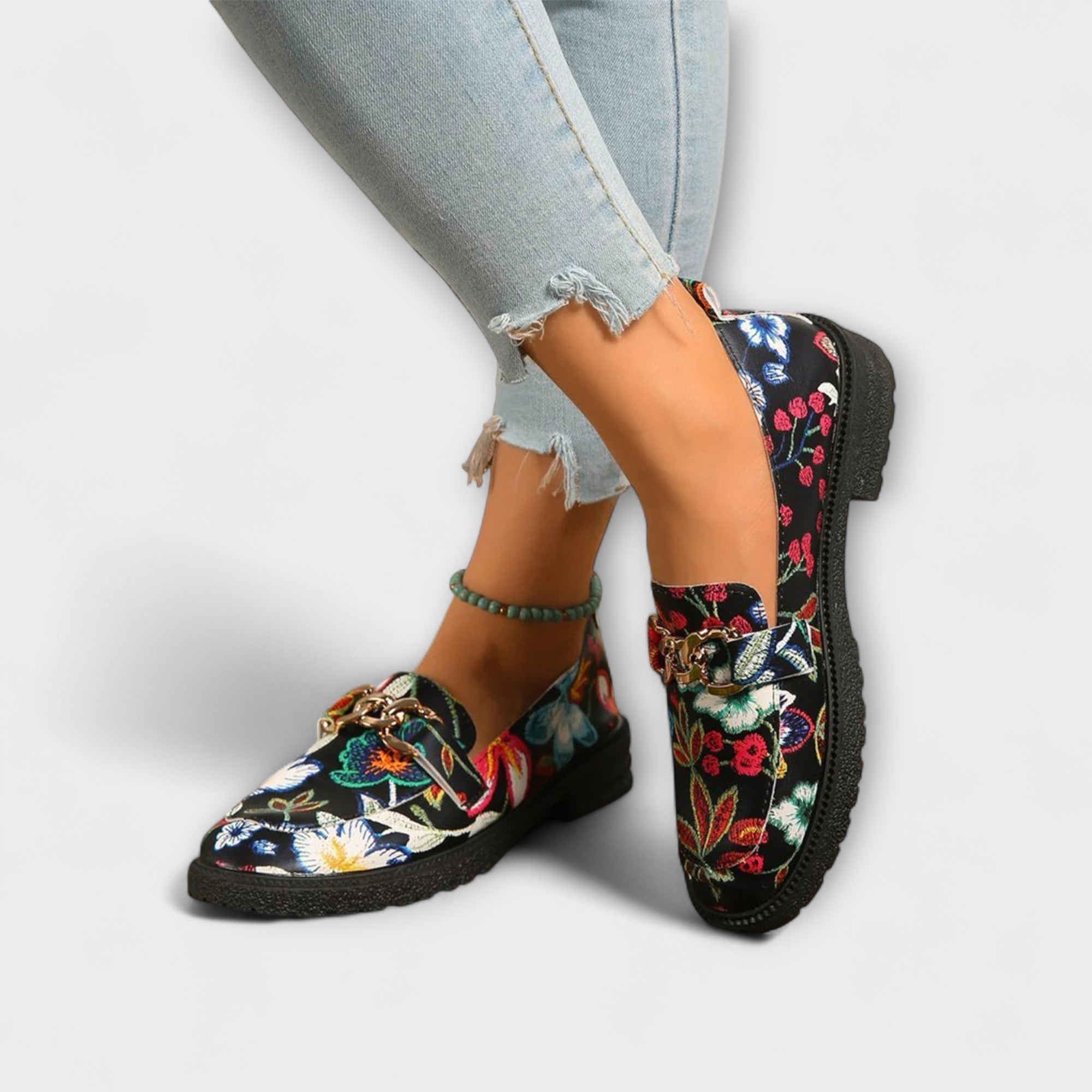 Ottilie - Loafer mit Blumenmuster