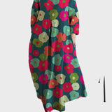 Petrolfarbenes Kleid mit Blütenmuster