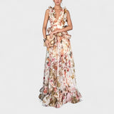 Isabela - Langes Kleid mit Rüschen und Blütenmuster