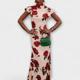 Luna - Pinkes Maxikleid mit Rosenmuster