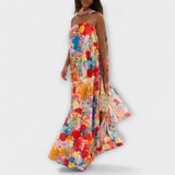 Harlow - Buntes Off-Shoulder-Maxikleid mit Blütenmuster