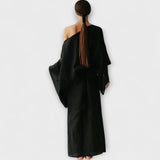 Dana - Blaues Kimono-Kleid aus Leinen