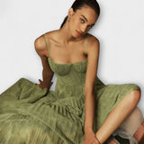 Lucrezia - Olivgrünes Plissee-Midikleid