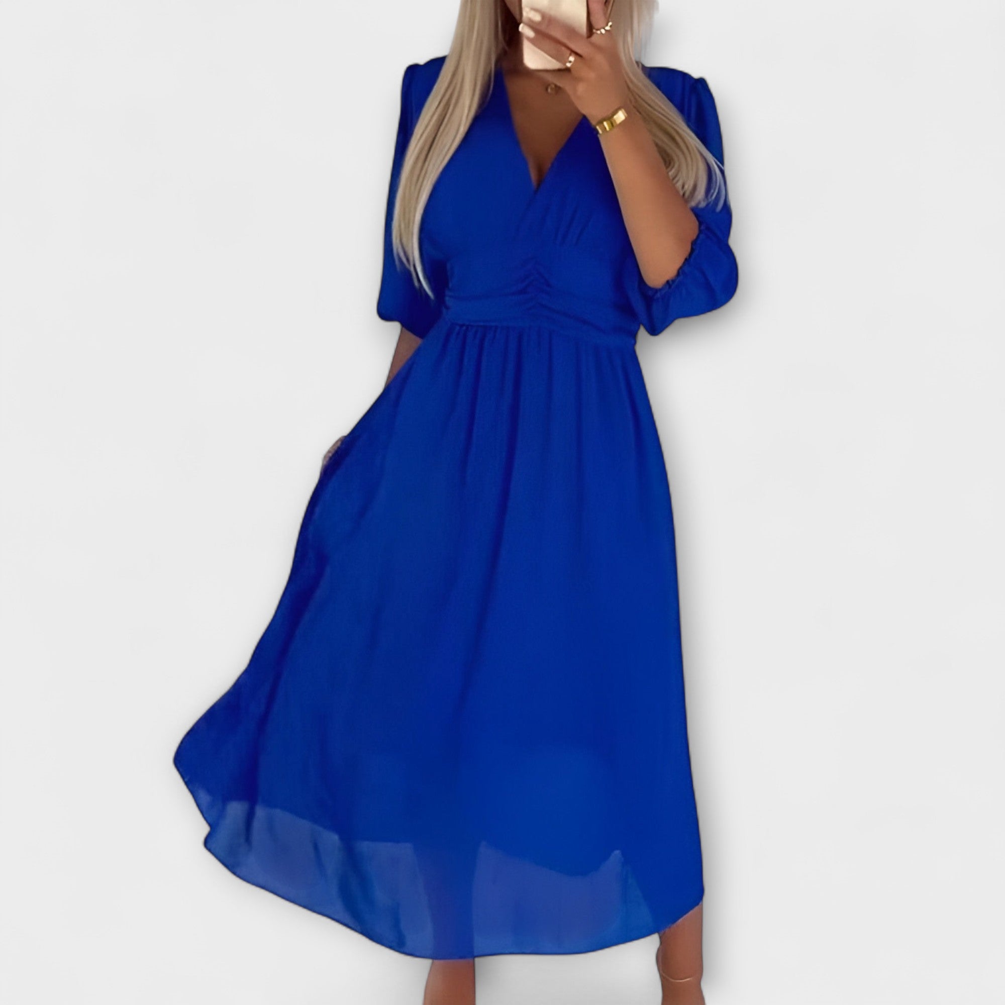 Nia - Blaues stylisches Wickelkleid