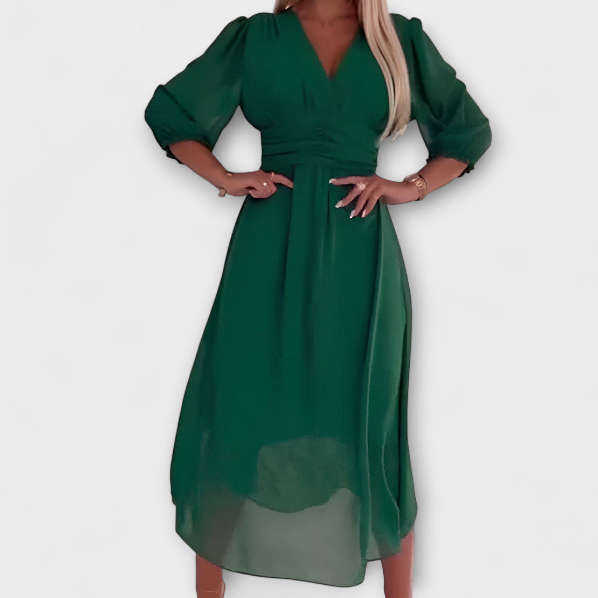 Nia - Blaues stylisches Wickelkleid