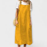 Salopette Mirta - Orange Leinen-Trägerkleid
