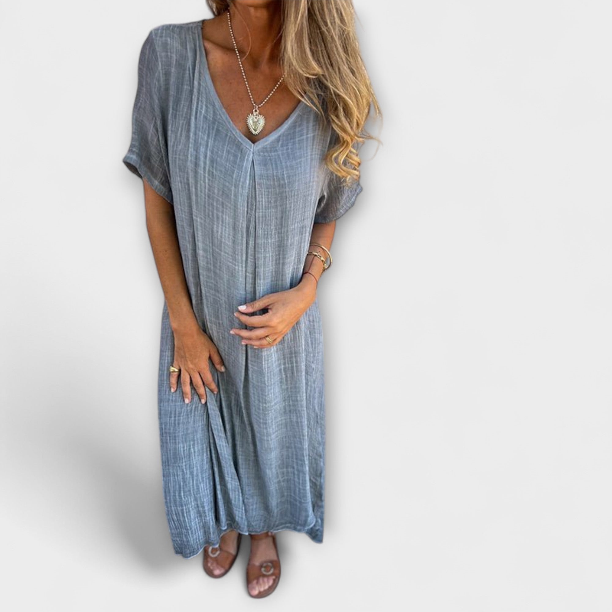 Juliette - Blaues luftiges Malaga-Kleid
