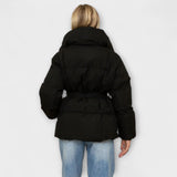 Alice - Cremefarbene elegante Winterjacke mit Kapuze