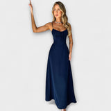 Alanis - Weisses Midikleid in Satin-Optik