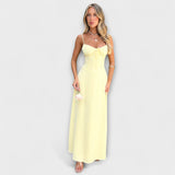 Alanis - Weisses Midikleid in Satin-Optik