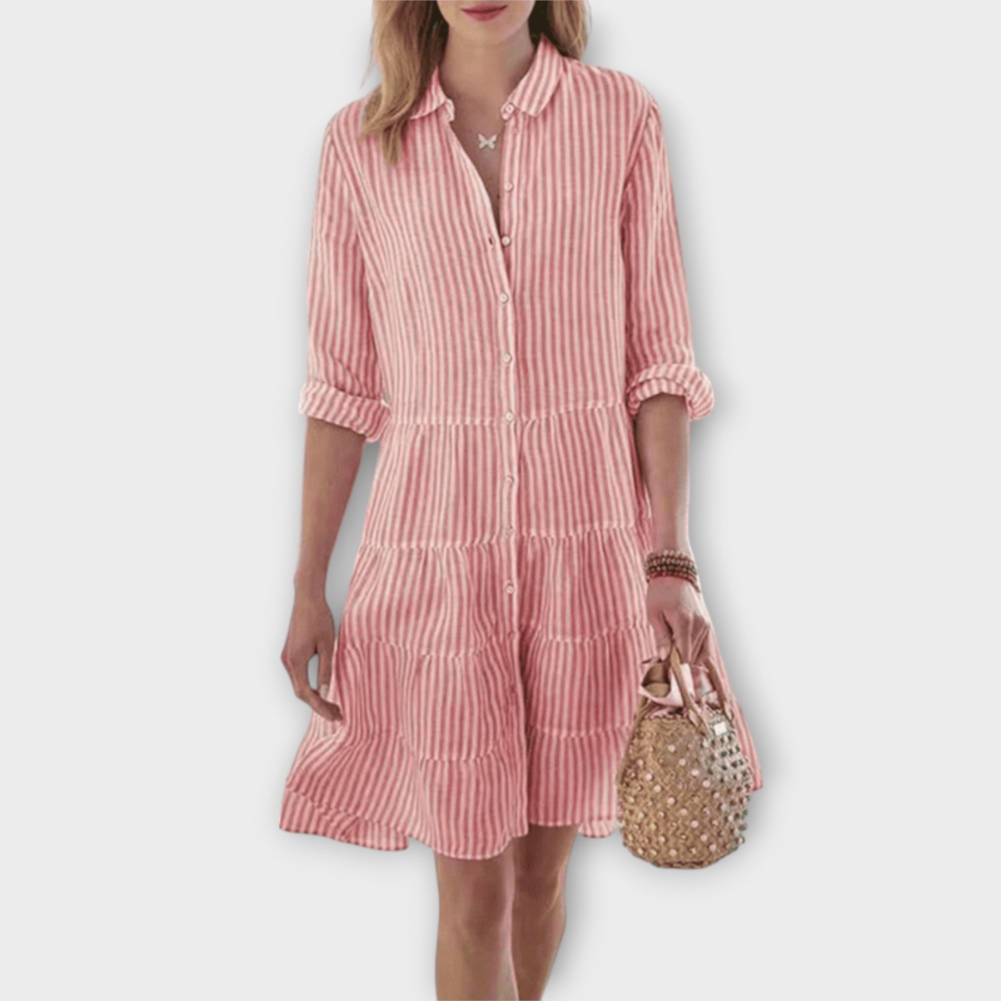 Lolita - Grün-weisses gestreiftes Hemdblusenkleid