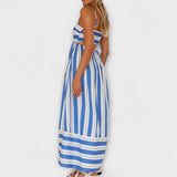Svea - Rosa gestreiftes Maxikleid