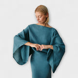 Dana - Blaues Kimono-Kleid aus Leinen