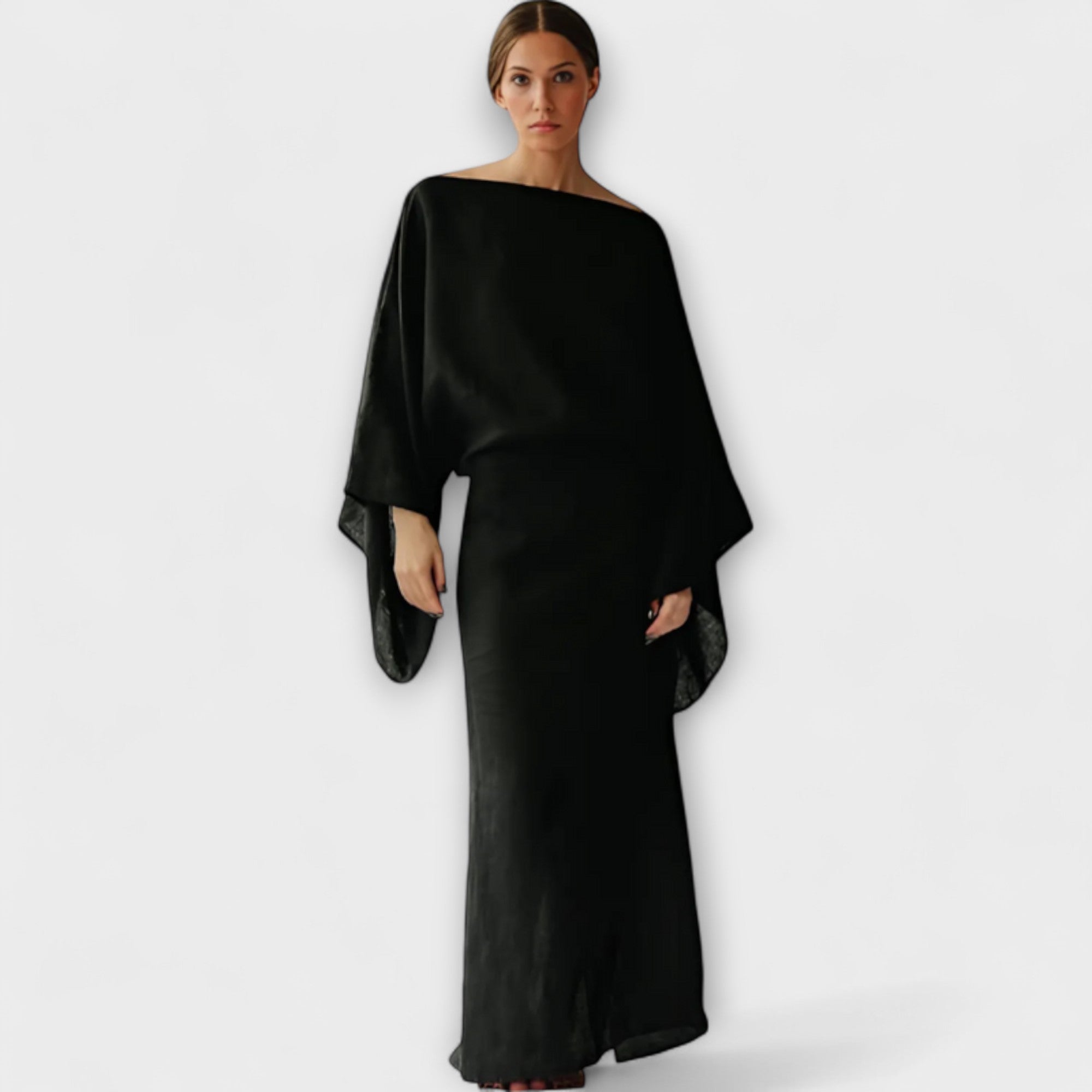 Dana - Blaues Kimono-Kleid aus Leinen