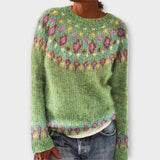 Devyn - Petrolfarbener kuscheliger Pullover mit Norweger-Muster