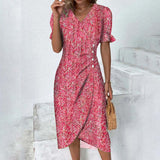 Rita - Graues Wickelkleid mit Tupfenmuster