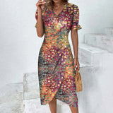 Rita - Graues Wickelkleid mit Tupfenmuster