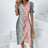 Rita - Graues Wickelkleid mit Tupfenmuster