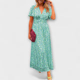 Elsie - Orange Maxikleid mit V-Ausschnitt