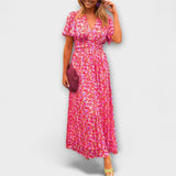Elsie - Orange Maxikleid mit V-Ausschnitt