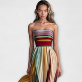 Flora - Buntes gestreiftes Maxikleid