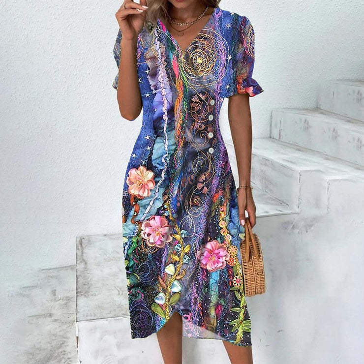 Rita - Graues Wickelkleid mit Tupfenmuster