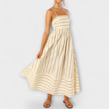 Svea - Rosa gestreiftes Maxikleid